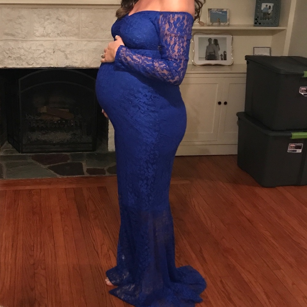 Off the shoulder maternity gown
